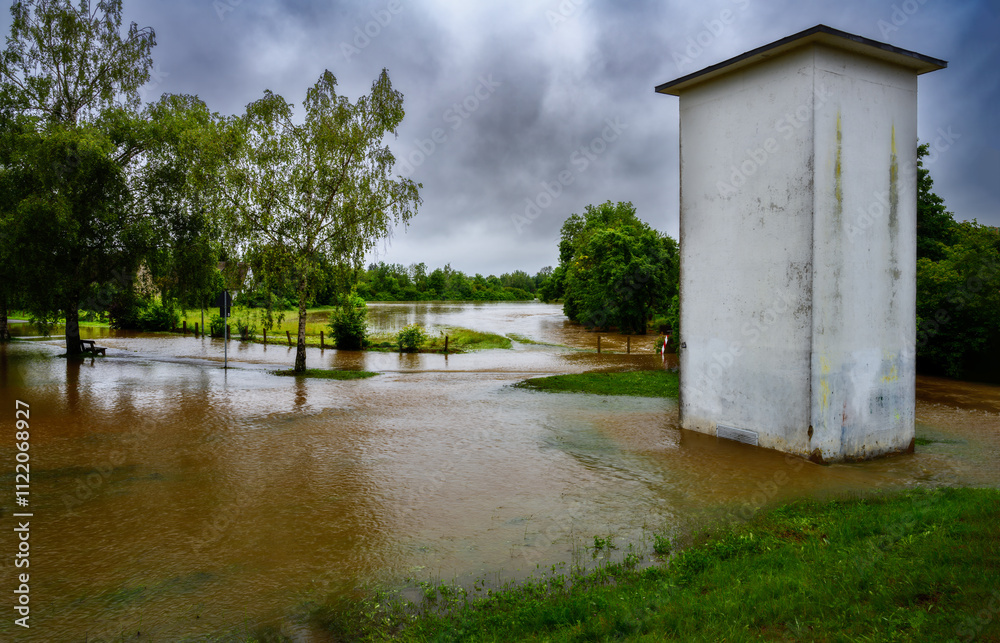 Flooded landscape in Schrobenhausen