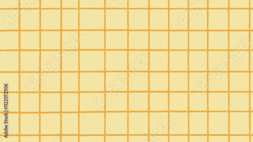 Yellow check paper texture with a vintage grid background. Seamless vector pattern featuring memo lines, abstract grain, and scratch details. Ideal for school, notebook, or banner design.