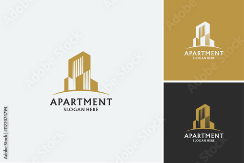 architectural logo design and business card templates. abstract structure of real estate, building, construction, apartment.