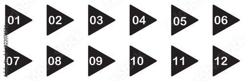 Set of 1 to 9 numbers simple design isolated. Typography set of rounds 1 to 10 Numbers. Numeral typographic line and flat icons set. Bullet point number icon collection. Vector illustration. 