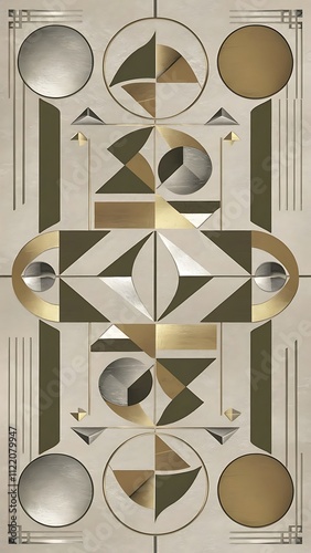 Minimal 20s geometric design poster, vector template with primitive shapes elements, modern hipster style