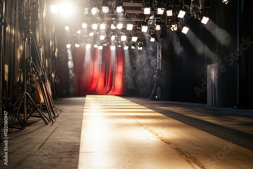 Empty stage with dramatic lighting before performance