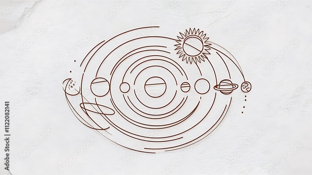custom made wallpaper toronto digitalDelicate solar system icon over white background, minimalist tattoo concept, line style, vector illustration