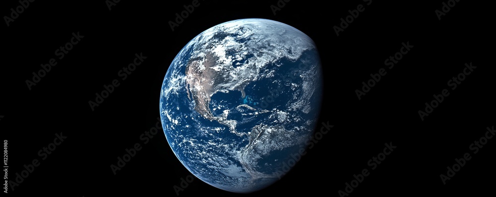 Obraz premium Blue Planet Earth From Space, Generative AI