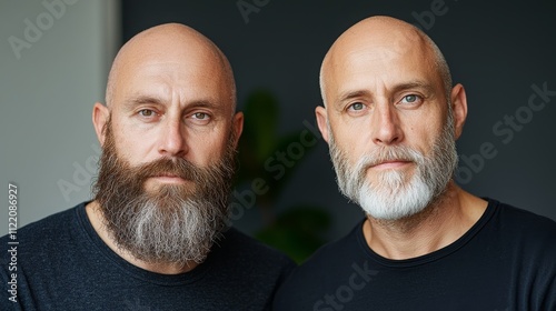 Facial Transformation Before and After Clean Shave: Rugged Full Beard on Left, Smooth, Polished Look on Right