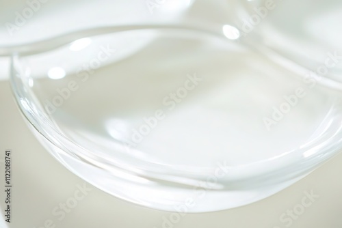 Close-up of contact lenses with reflections on white surface