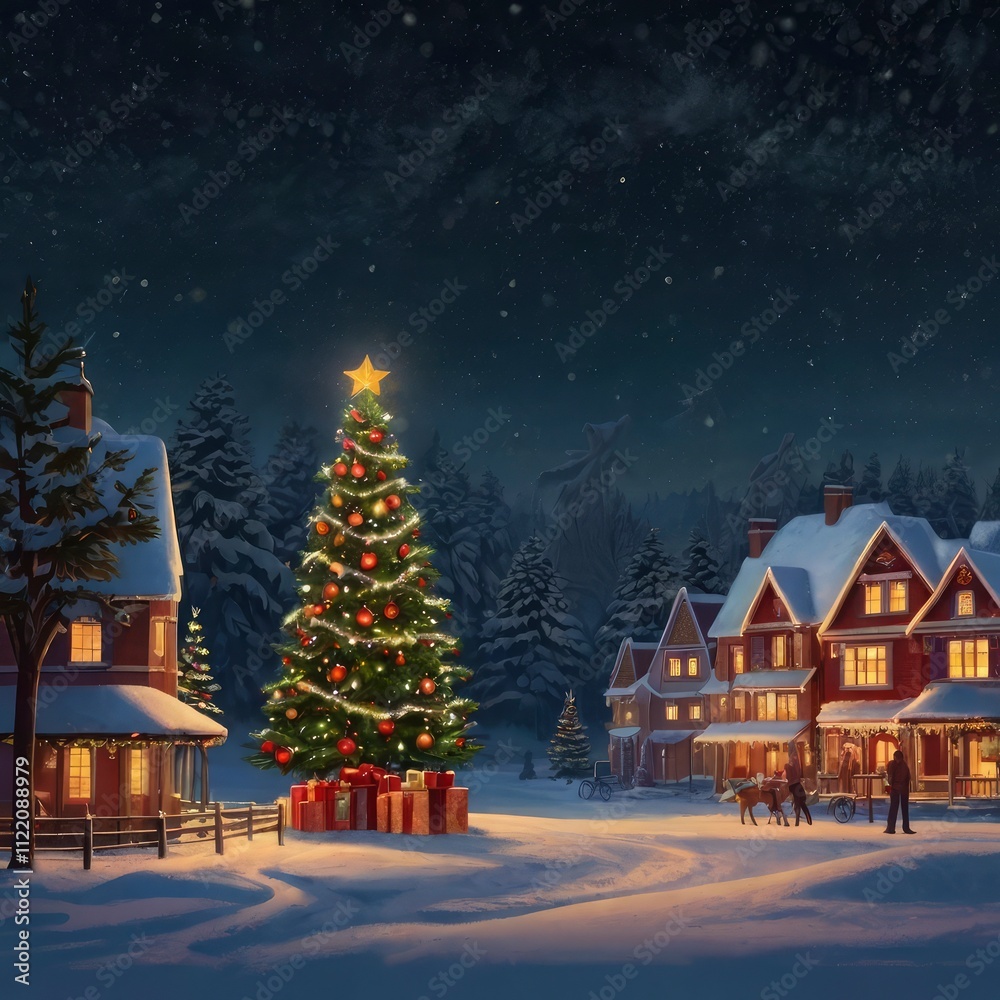 Obraz premium Christmas house in the night