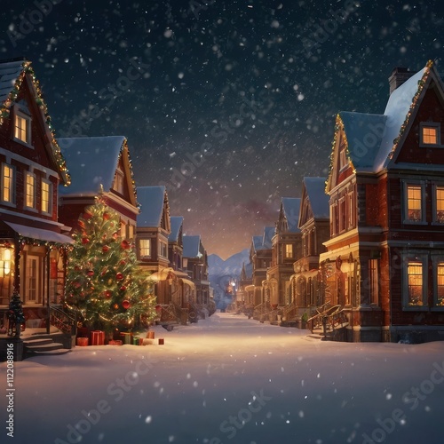 Christmas house in the night