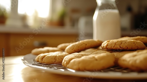 Golden Brown Cookies Cooling On A Wire Rack