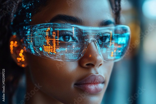 AI in smart healthcare monitoring: A person wearing AI-powered health monitoring devices that track vital signs and provide real-time updates on their health, alerting them to any abnormalities or nec