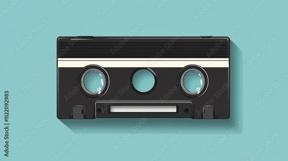 Obraz premium Retro vintage style nostalgic design tape cassette, with memories background wallpaper AI generated image