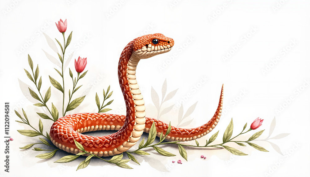 Obraz premium Art Nouveau Snake with Smooth Gradients and Graceful Details
