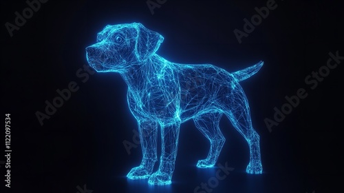 hologram pet animal. futuristic augmented reality holographic

 photo