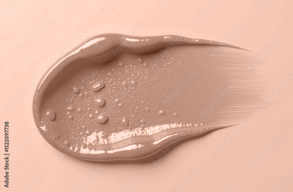 Fototapeta premium Oil or cream or scrub macro texture smears. Skincare Texture Swatch. Natural gel smears or drops. Demonstration of Color of the year 2025. Color of the year. Mocha Mousse.