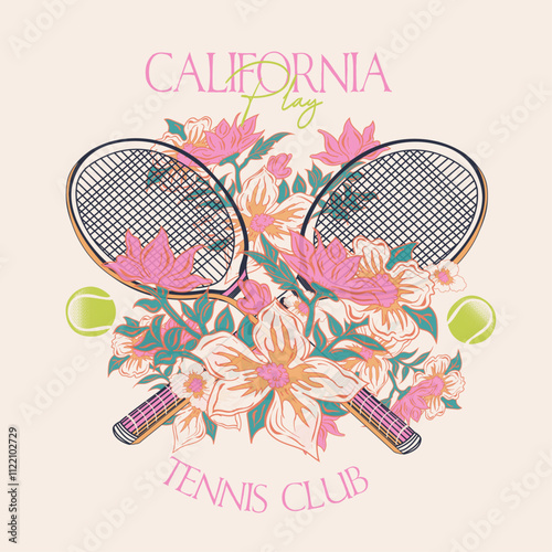 Palm tree with Tennis Ball. t shirt Design. sports graphic. vintage retro sports. tennis print Design. boys girls artwork. women's t shirt design. summer artwork. Girls graphic. summer graphics.