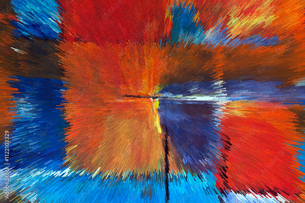 Fototapeta premium Abstract 3D Pixel Burst – Modern Multicolor Artwork with Dynamic Radiant Design