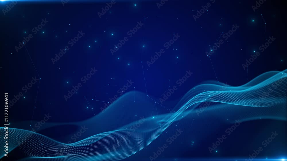3D Ai abstract Digital technology speed connect blue 4K background, cyber nano information, communication, innovation future tech data, internet network connection, Quantum computer big data, line dot