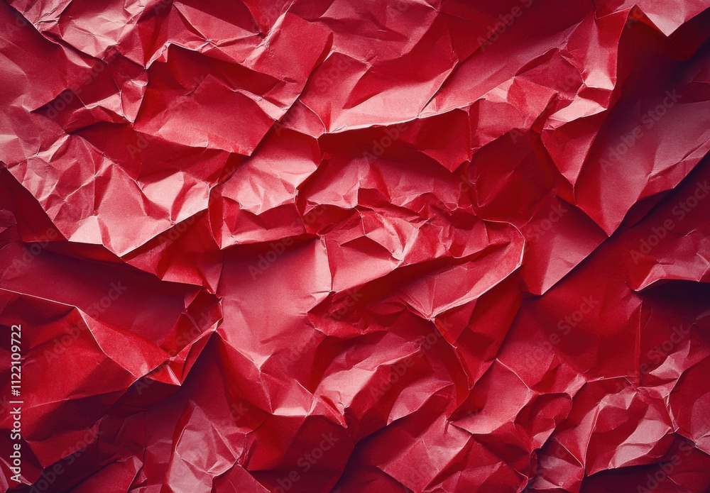 Naklejka premium Textured Red Crumpled Paper Background for Creative Design Projects, Presentations, Textiles, and Artistic Endeavors
