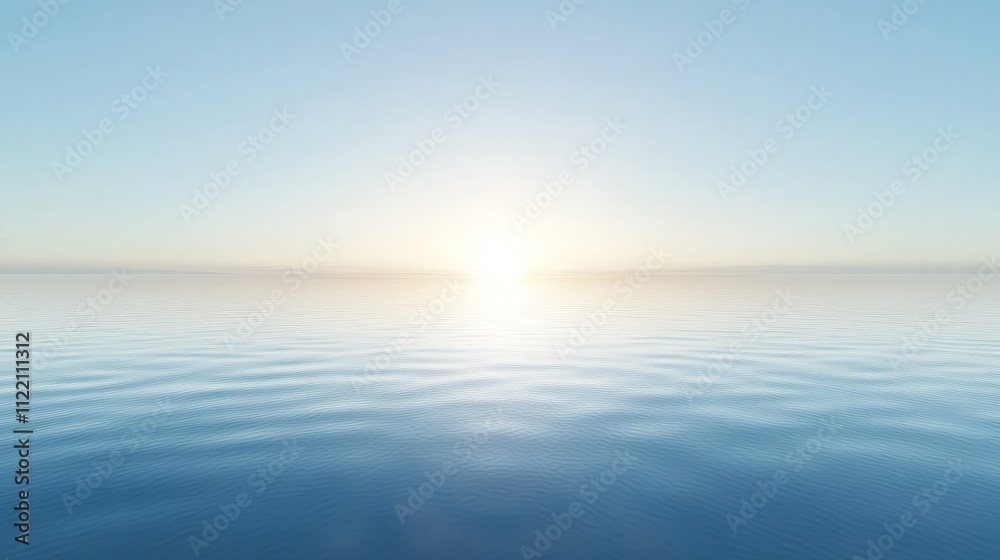 Fototapeta premium Calm ocean at sunrise with clear blue sky.