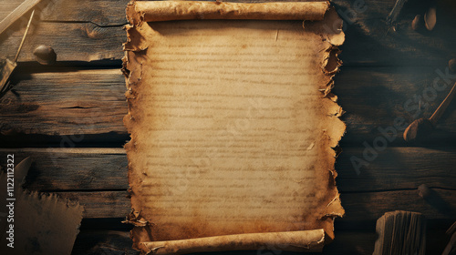 Old western wanted paper poster for reward vector template. Criminal cowboy frame for saloon from sheriff. Grunge distressed parchment with blank photo for bounty notice and search gangster mockup