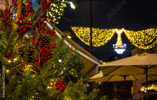 Elizabeth street in London's Belgravia decorated for Christmas photo