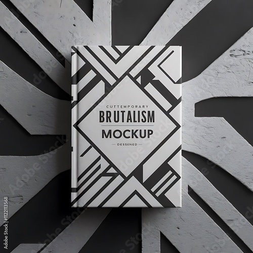 Contemporary graphic design of book vector cover mockup created in modernism and minimalistic brutalism style, useful for poster art, magazine front page, poster, web banner artwork.