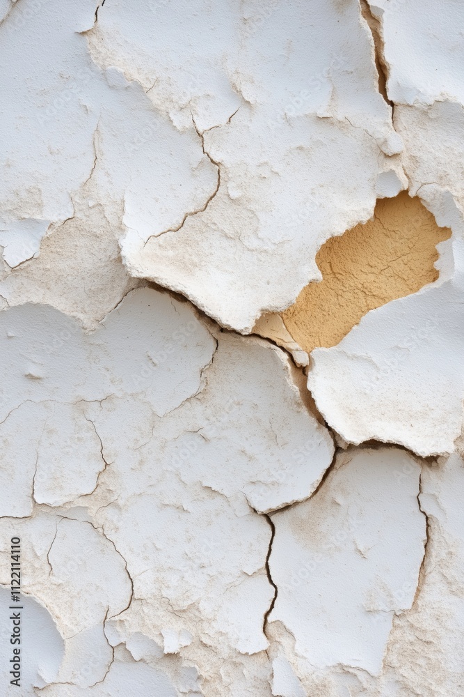 Obraz premium A wall with a lot of cracks and peeling paint. The wall appears to be old and worn down, with a lot of damage. The cracks and peeling paint give the wall a sense of decay and neglect