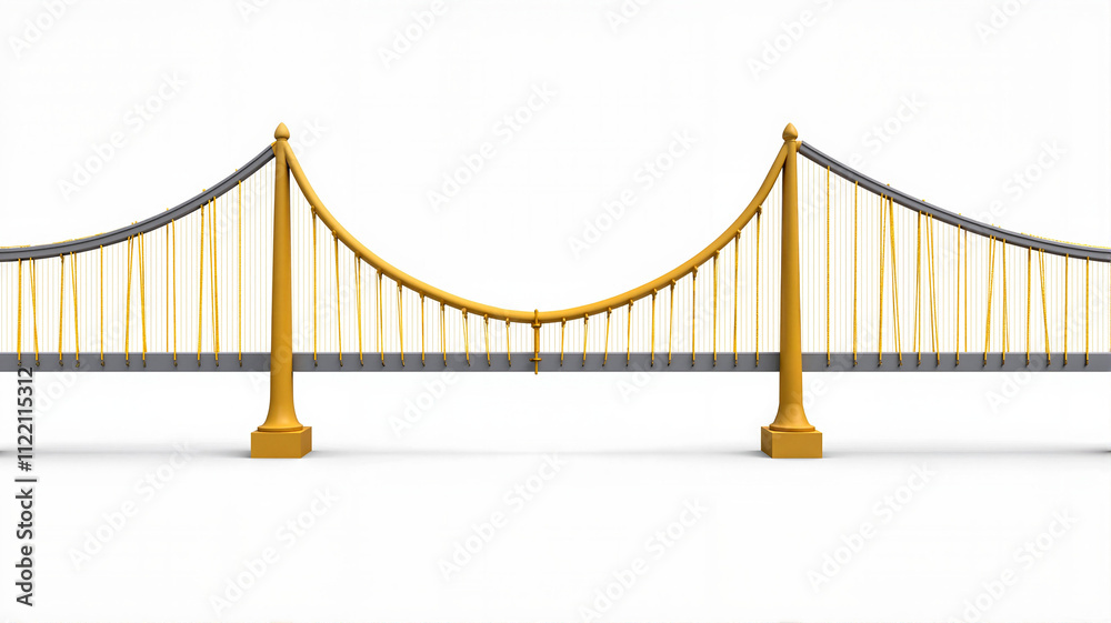 Fototapeta premium Golden bridge silhouette on white background