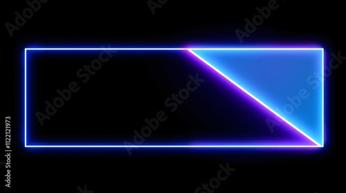 Wallpaper Mural Neon Frame:  Abstract glowing neon light frame with vibrant blue and purple hues against a black background. Perfect for presentations, digital art, and futuristic designs.  Torontodigital.ca