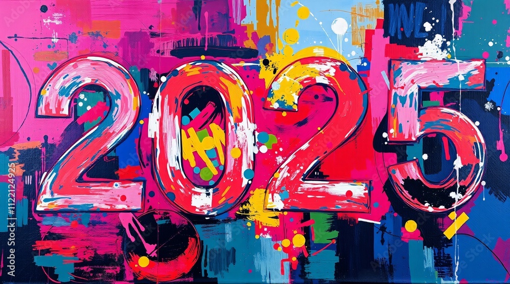 Obraz premium Vibrant 2025: Abstract New Year's artwork