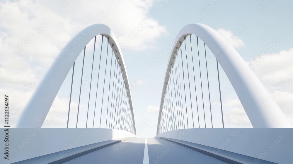Obraz premium Modern bridge under clear blue sky.