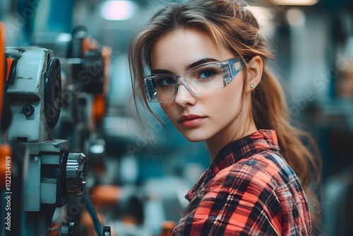 Female metal fabricator in workshop photo