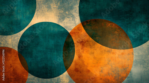 Discover Modern Aesthetic Trends in Circular Retro Designs with Teal and Burnt Orange Color Schemes photo