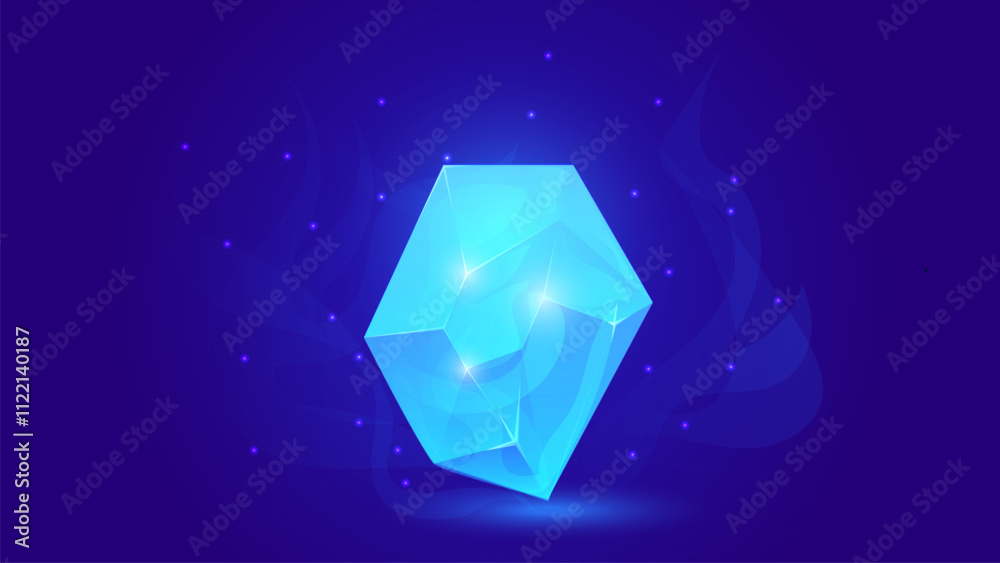Fototapeta premium Crystal gem vector illustration. Isolated natural gemstones. Cartoon game assets.