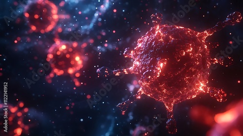 Microscopic molecular structure cancer cells detailed scientific study image