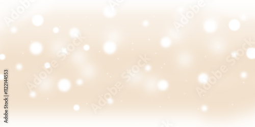 Fondo de Navidad. Tarjeta de felicitación en blanco y beige con luces blancas bokeh