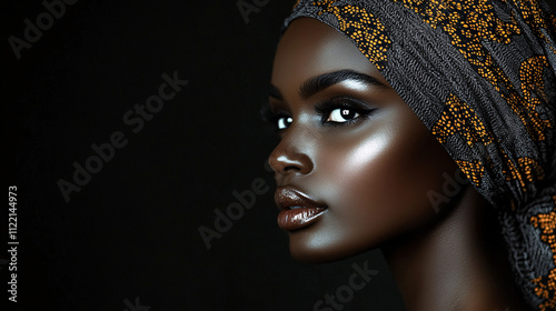 A powerful portrait of a black female Muslim, showcasing strength and dignity, ideal for campaigns celebrating diversity, cultural events, or empowering messages. photo