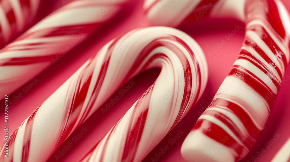 Obraz premium Close up Candy Canes Red and White Stripes Sweet Treats Festive Holiday Candy Christma
