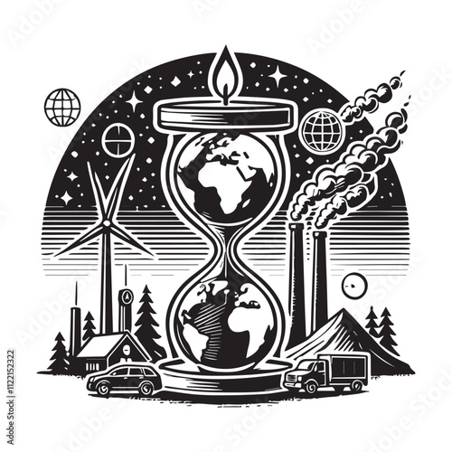 Earth hour world in site concept candlelit hourglass represents the spirit of earth hour worldvector