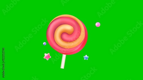 Sweet candy animation on a green screen featuring vibrant colors and playful motion perfect for fun projects festive themes and creative video editing needs photo