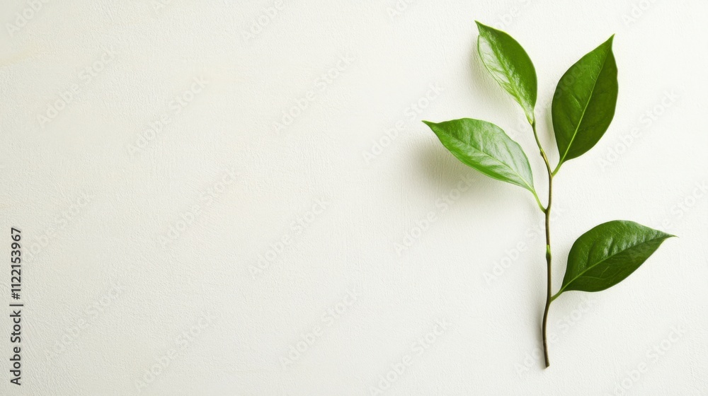 Fototapeta premium Minimalistic white background with a single green plant for overlay