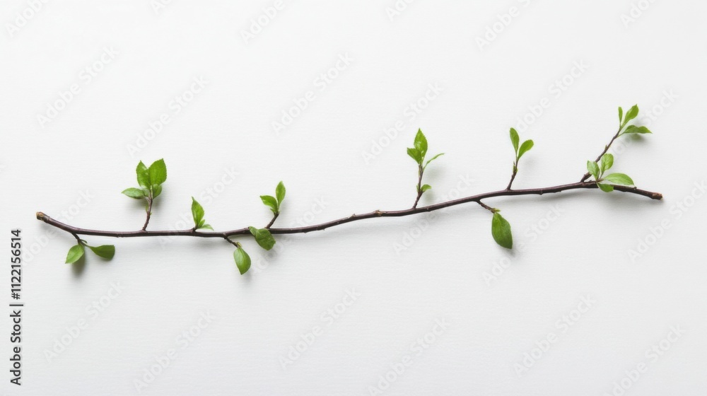 Minimal green branch extending across a simple frame Minimal green branch extending across a simple frame