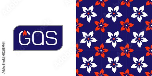 Gas sign. Extraction, maintenance, repair of gas equipment. Seamless background for printing on paper, packaging, souvenirs