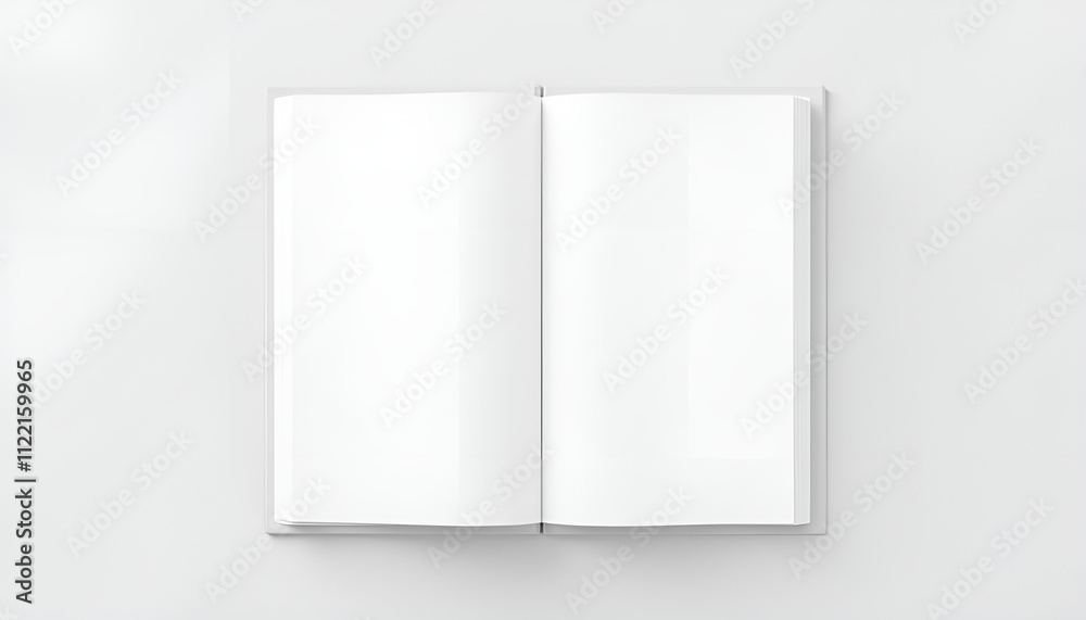Fototapeta premium Mockup of blank open book with empty pages on light background, copy space
