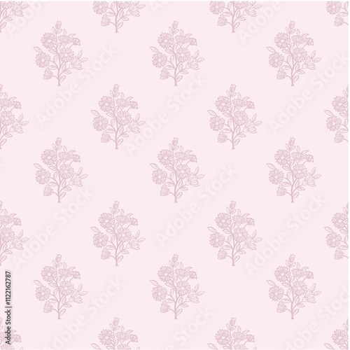 Boho floral repeat pattern vector file, floral damask print, seamless flower, floral ogee pattern, Floral block print photo