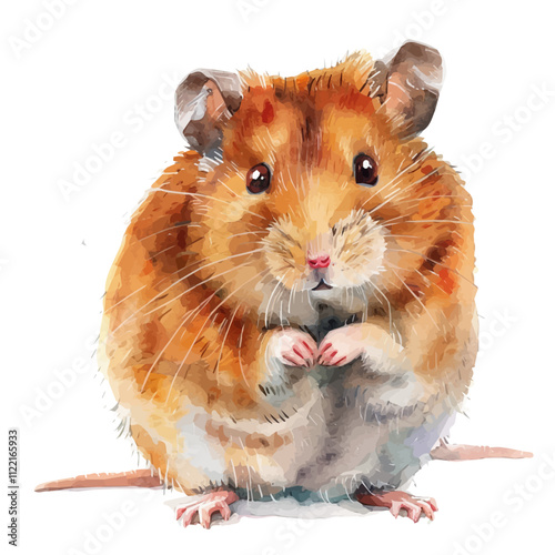 A watercolor painting of a Hamster, isolated on a white background. Hamster vector.