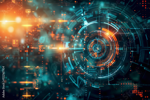 Wallpaper Mural Innovative futuristic technology background with vibrant digital patterns and circuits Torontodigital.ca