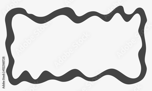 Liquid line frame. Scalloped rectangle border. Empty text box. Vector illustration