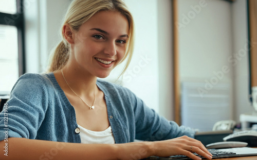 young blonde office worker:...