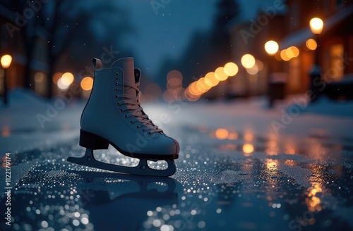one white figure skates on ice
